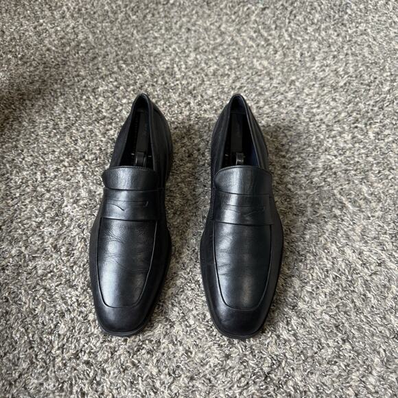 Cole Haan Loafers Mens M Black Leather Penny Apron Square Toe